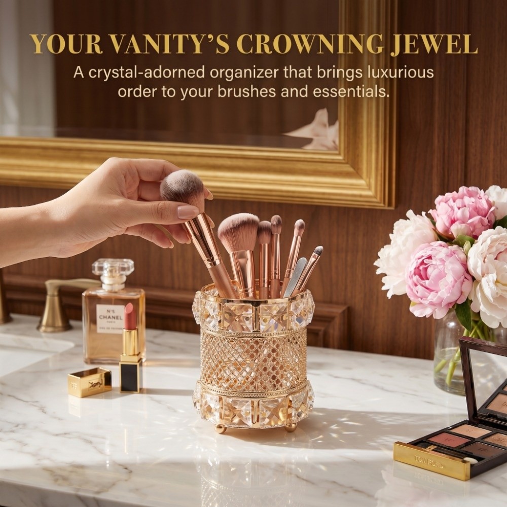 Gouden make-upborstelhouder or - Luxury Skincare And Makeup Brands recensie en prijs